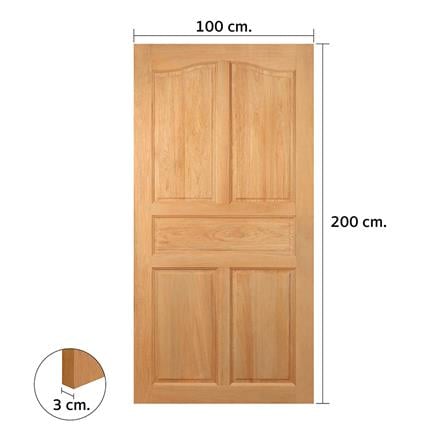 ประตูไม้สยาแดง ไม่เจาะลูกบิด VK 151 5 ฟักปีกนก 100x200 ซม. สีธรรมชาติ_3