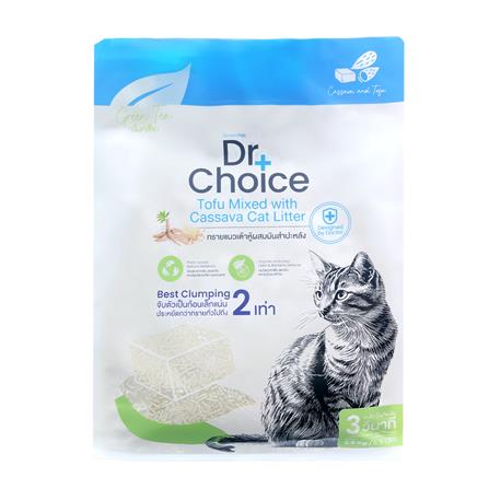 ทรายแมวเต้าหู้ผสมมันสำปะหลัง DR.CHOICE กลิ่นชาเขียว 2.5 กก._0