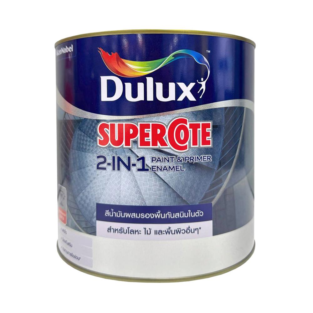 สีน้ำมันผสมรองพื้น ชนิดเงา DULUX SUPERCOTE 2-IN-1 G1001 สีขาว 3ลิตร