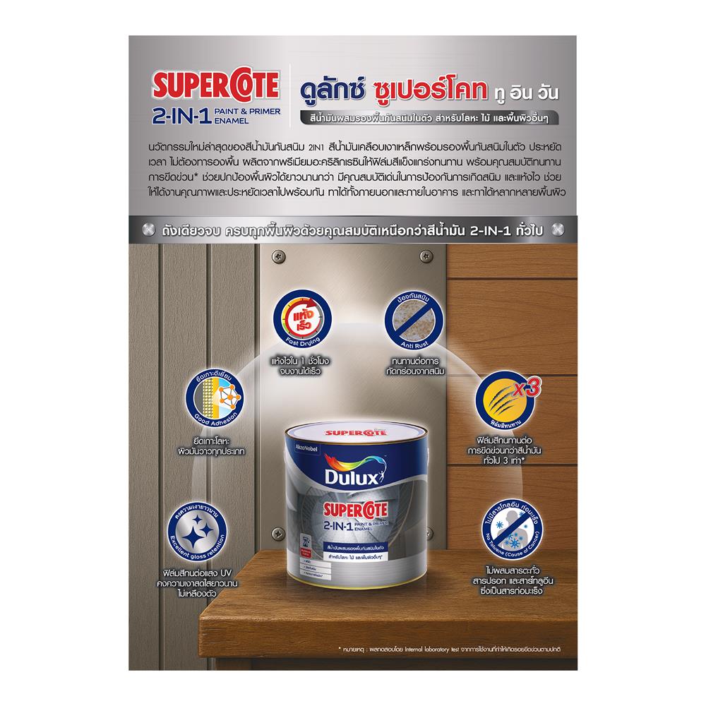 สีน้ำมันผสมรองพื้น ชนิดเงา DULUX SUPERCOTE 2-IN-1 G1002 สีดำ 3 ลิตร