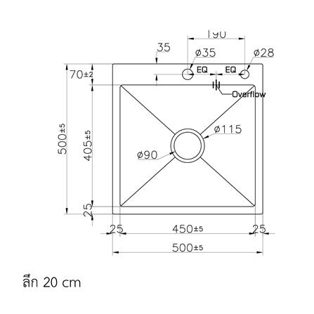 ซิงค์ฝัง 1 หลุม S-FLO NL0098 SF-21 5050ST สีเงิน_3