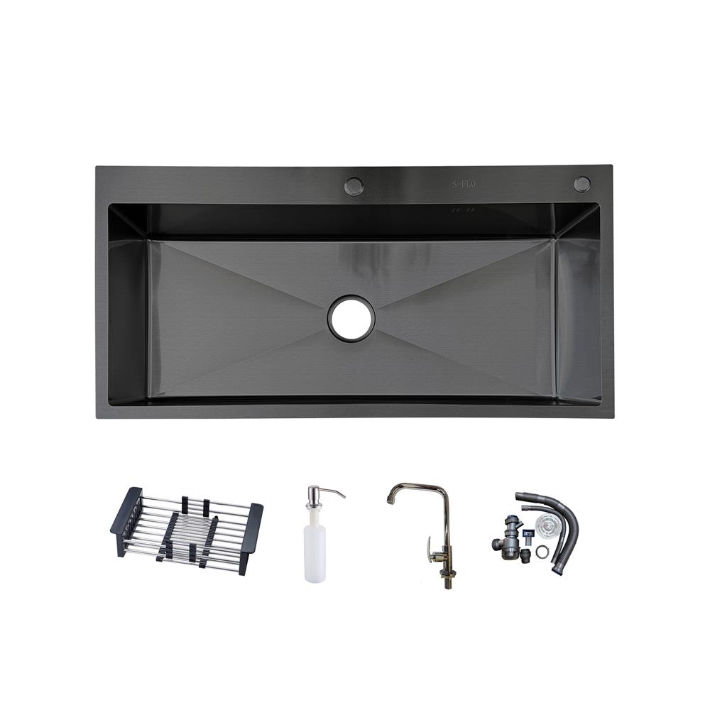ซิงค์ฝัง 1 หลุม S-FLO NL0096 SF-21 10050BL สีดำ