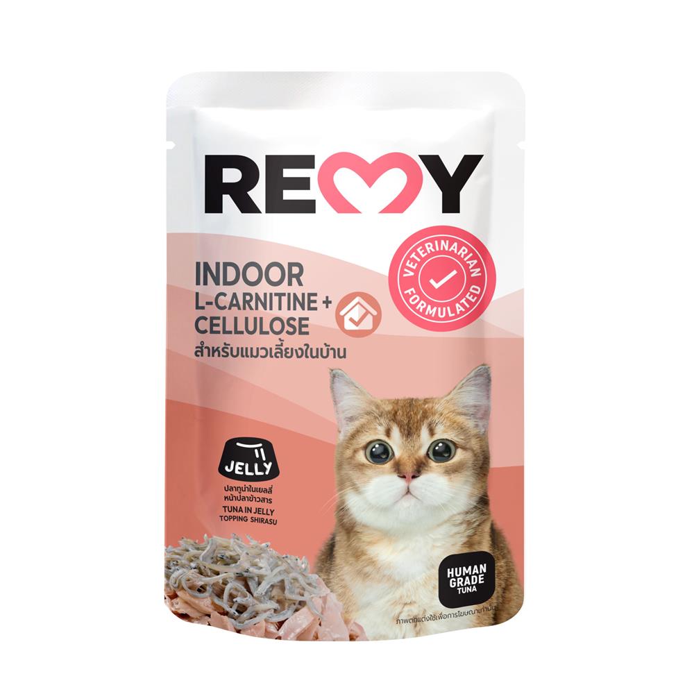 อาหารเปียกแมว REMY TUNA IN JELLY TOPPING SHIRASU สูตรแมวเลี้ยงในบ้าน