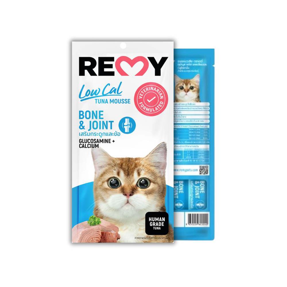 ขนมแมวเลีย REMY TUNA MOUSSE GLUCOSAMINE CALCIUM สูตรเสริมกระดูกและข้อ (แพ็ก 4 ชิ้น)