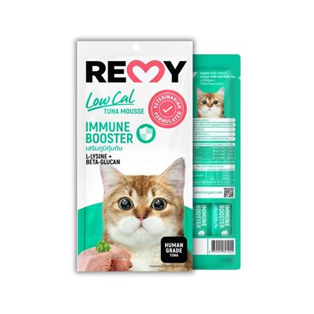 ขนมแมวเลีย REMY TUNA MOUSSE L-LYSINE BETA-GLUCAN สูตรเสริมภูมิคุ้มกัน (แพ็ก 4 ชิ้น)_0