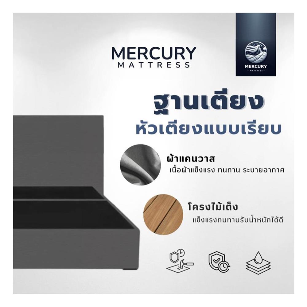 ฐานรองหัวเตียง 3.5 ฟุต MERCURY MATTRESS GINKO สี DARK GREY