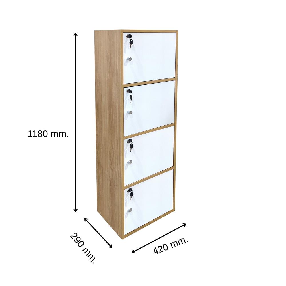 ตู้ล็อคเกอร์ 4 ช่อง FURDINI KEPT สี NATURE OAK/ขาว