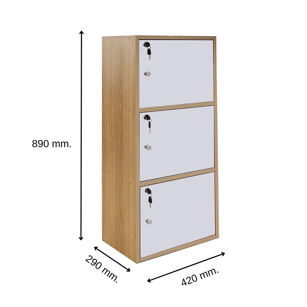 ตู้ล็อคเกอร์ 3 ช่อง FURDINI KEPT สี NATURE OAK/ขาว
