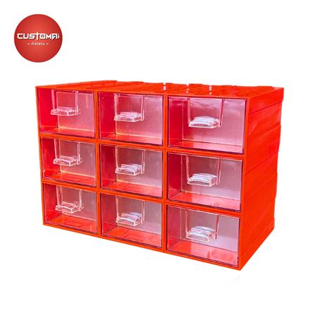 กล่องเก็บอุปกรณ์ CUSTOMAI 9 ช่อง สีแดง_0