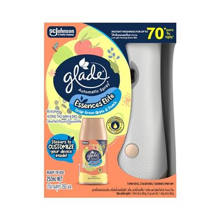 เครื่องพ่นสเปรย์พร้อมรีฟิล GLADE 252 มล. CRISP GREEN APPLE AND PEACH_1