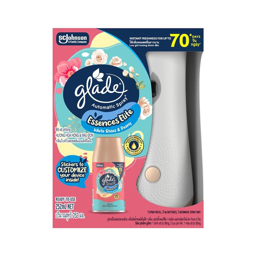 เครื่องพ่นสเปรย์พร้อมรีฟิล GLADE 252 มล. WHITE ROSES AND PEONY
