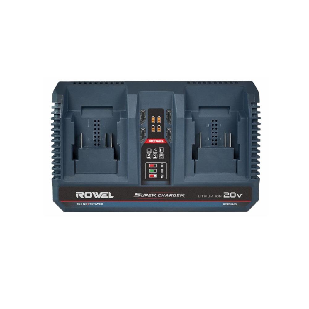 แท่นชาร์จแบตเตอรี่ 2 ช่อง ROWEL BCR2040D 20 โวลต์ 4.0 แอมแปร์
