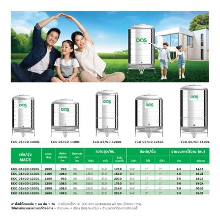 ถังเก็บน้ำสเตนเลส DOS ECO-05/GD-1250L 1250 ลิตร_8