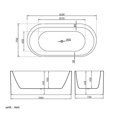 อ่างอาบน้ำ NOVABATH NVB-BT-A213 160 ซม. สีขาว_2