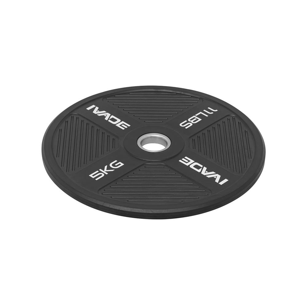 แผ่นน้ำหนัก BUMPER PLATE รูขนาด 2 นิ้ว IVADE  5 กก. (แพ็ก 2 ชิ้น)