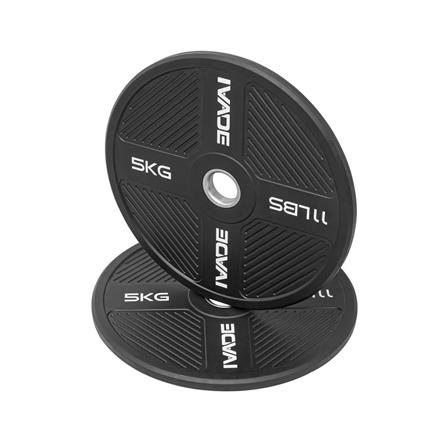 แผ่นน้ำหนัก BUMPER PLATE รูขนาด 2 นิ้ว IVADE  5 กก. (แพ็ก 2 ชิ้น)_2
