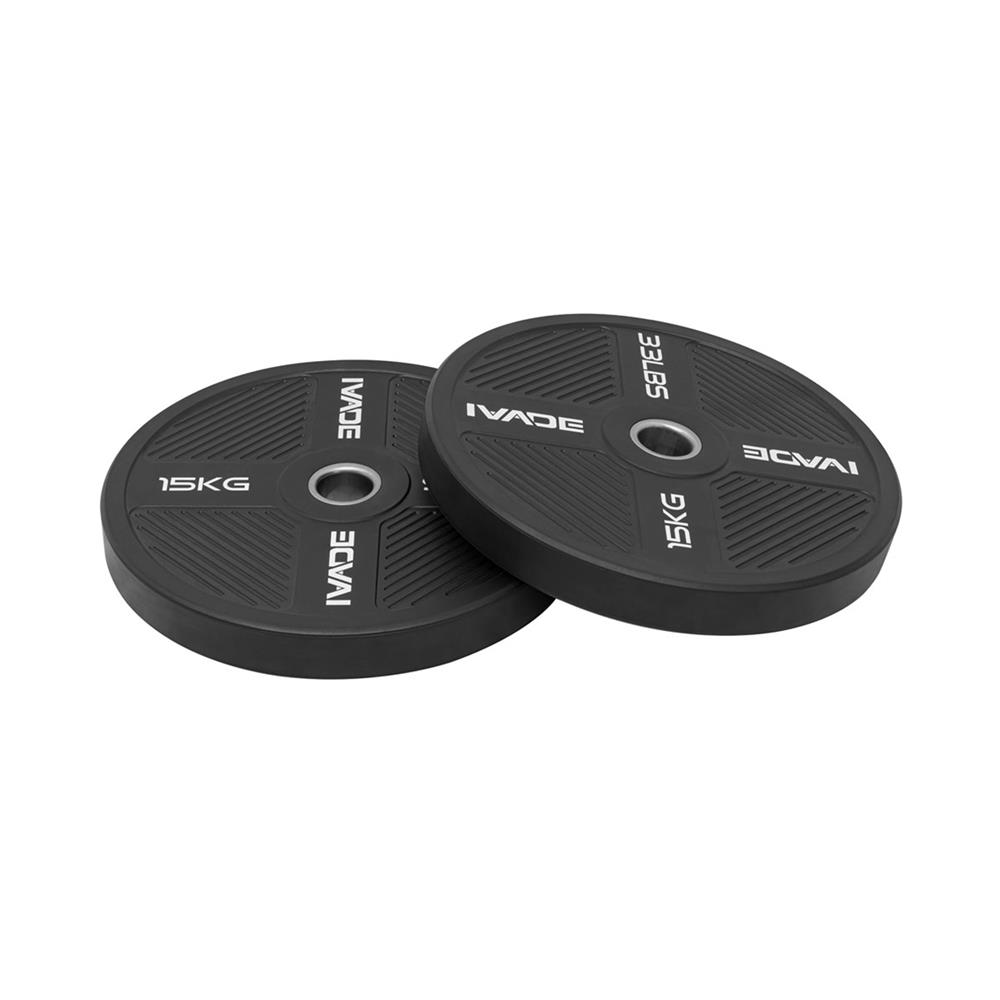 แผ่นน้ำหนัก BUMPER PLATE รูขนาด 2 นิ้ว IVADE  15 กก. (แพ็ก 2 ชิ้น)