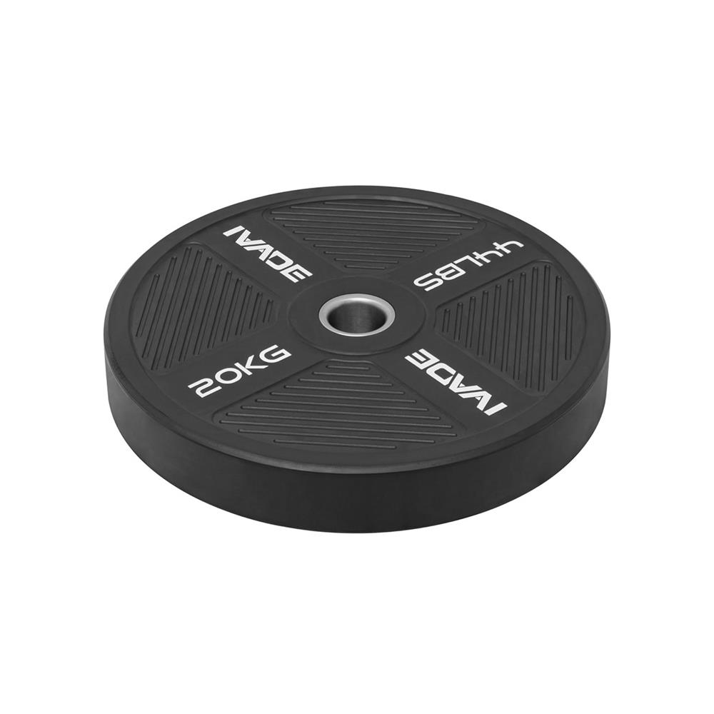 แผ่นน้ำหนัก BUMPER PLATE รูขนาด 2 นิ้ว IVADE  20 กก. (แพ็ก 2 ชิ้น)