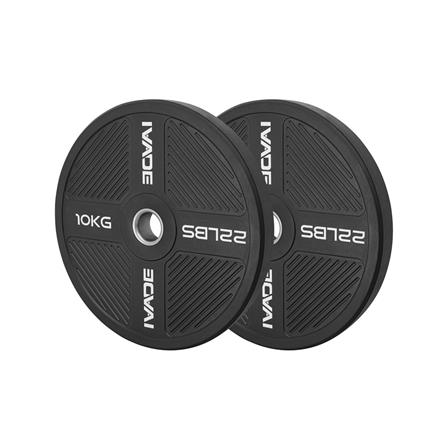 แผ่นน้ำหนัก BUMPER PLATE รูขนาด 2 นิ้ว IVADE  10 กก. (แพ็ก 2 ชิ้น)_0