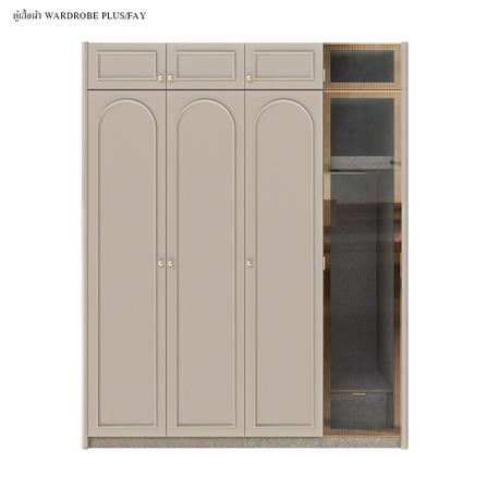 ตู้เสื้อผ้า 4 บานเปิด SB BUILT IN PLUS 59064163 สีรีโอบราวน์/พาสเทล่า ครีม_1