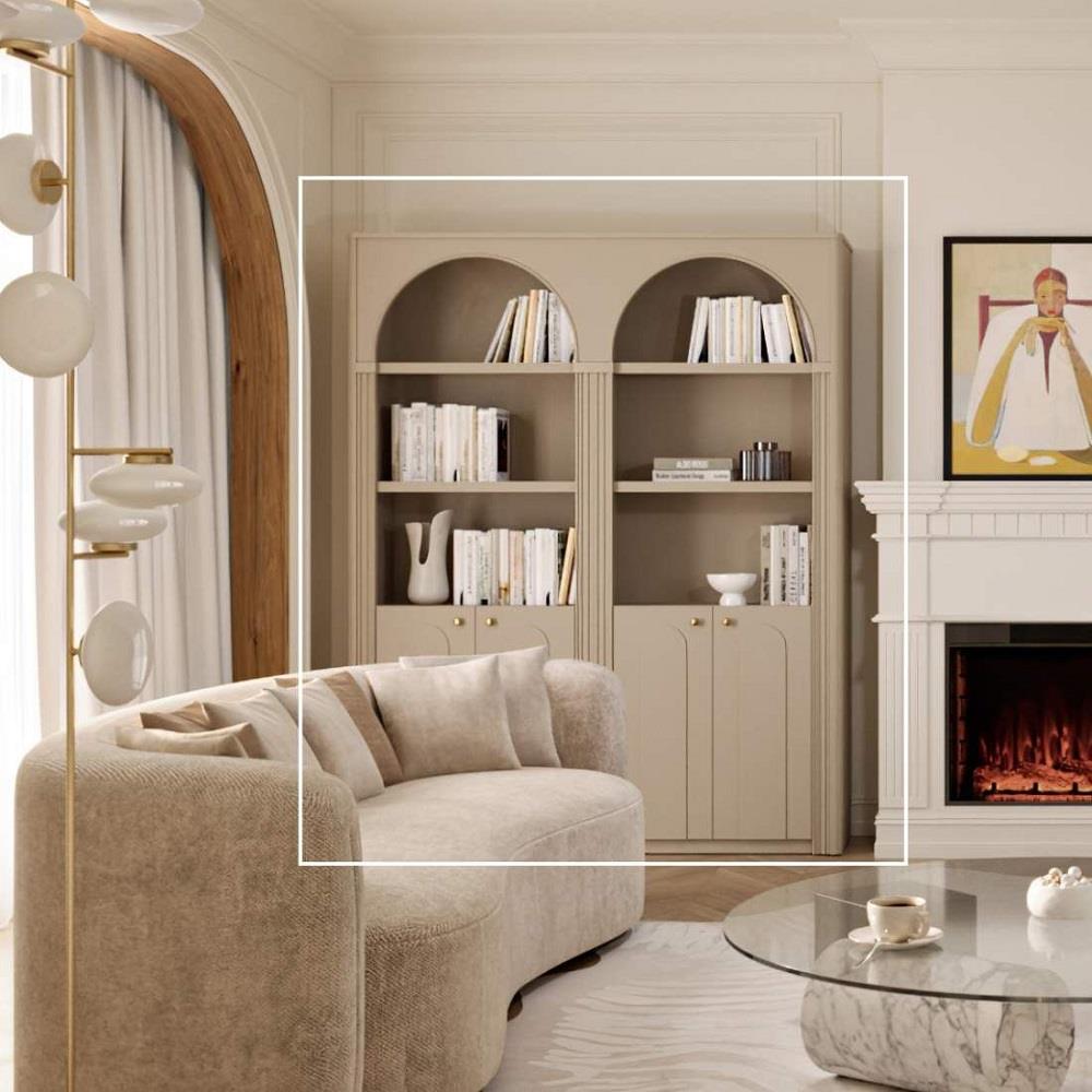 ตู้โชว์ SB FURNITURE FAY 19244779 160 ซม. สีพาสเทล่า ครีม