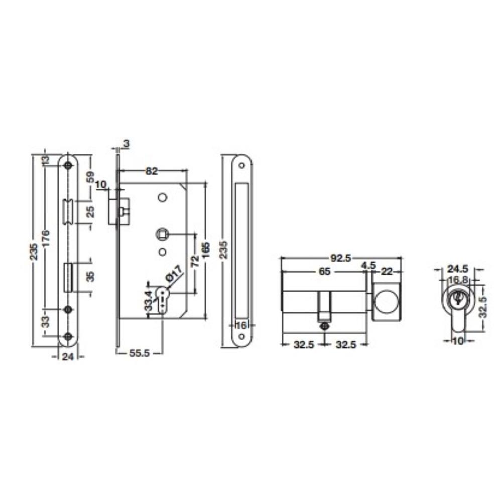 มือจับก้านโยกห้องทั่วไป MORTISE HAFELE 489.11.133 สีดำ