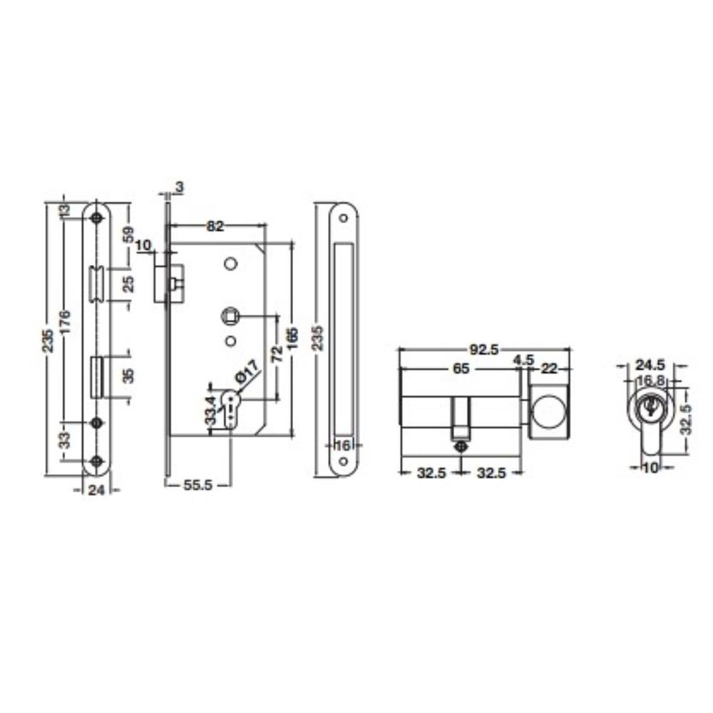 มือจับก้านโยกห้องทั่วไป MORTISE HAFELE 489.11.135 สีทองเหลืองรมดำ
