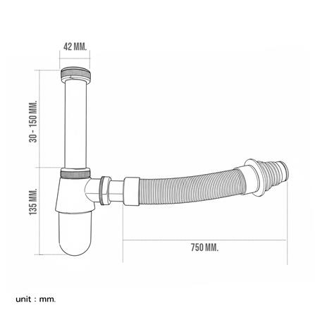 ท่อน้ำทิ้งอ่างล้างหน้าท่อย่นกระปุก DONMARK GL-5340 75 ซม._2