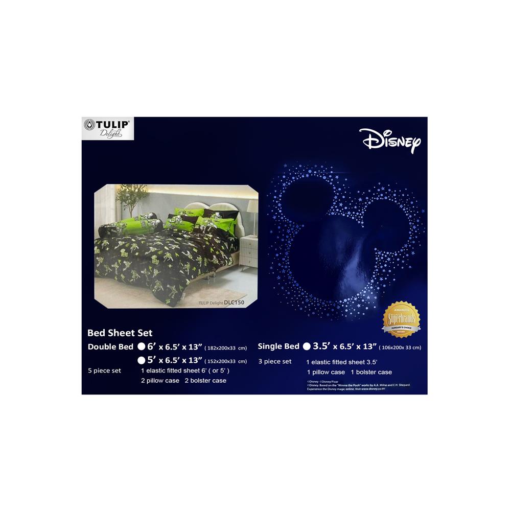 ชุดผ้าปูที่นอน 6 ฟุต (ชุด 5 ชิ้น) TULIP TOY STORY 60012-DLC150