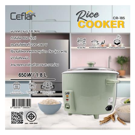 หม้อหุงข้าวธรรมดา CEFLAR CR-185 1.8 ลิตร สีเขียว_4
