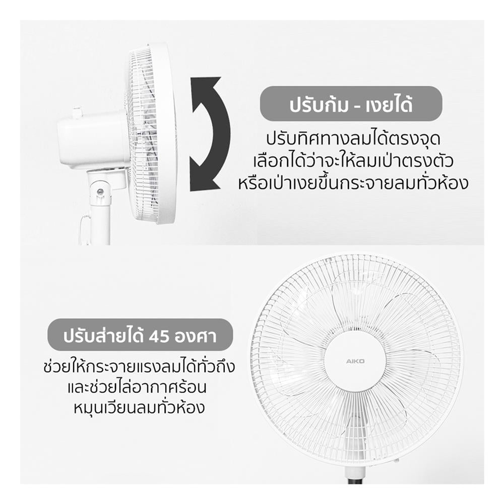 พัดลมตั้งพื้น 12 นิ้ว AIKO AK-4031RC-WH สีขาว