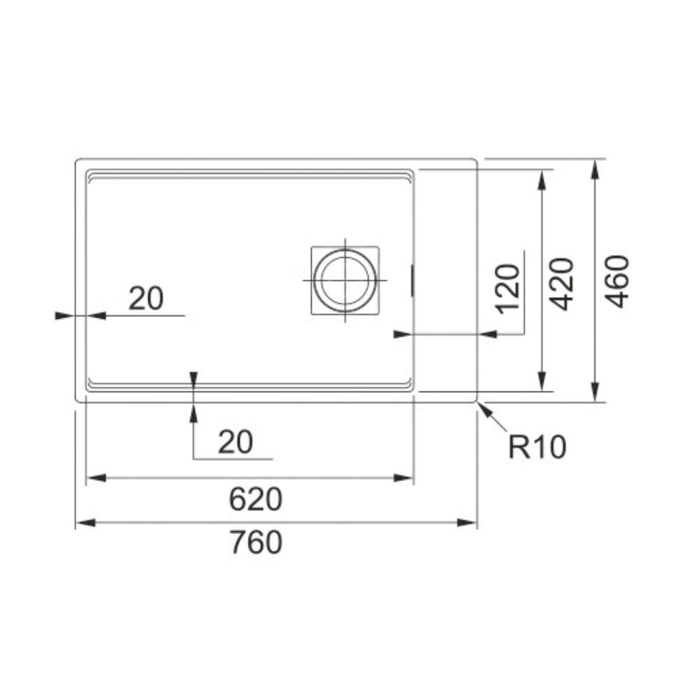 ซิงค์ฝัง 1 หลุม FRANKE KNG 110-62 OYSTER 76 ซม. สีน้ำตาล