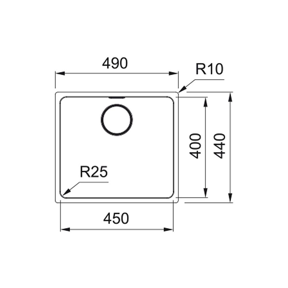 ซิงค์ฝัง 1 หลุม FRANKE MYX 110-45 49 ซม. สีเงิน