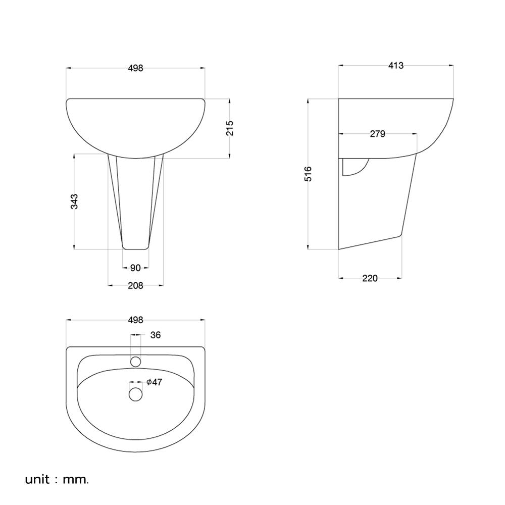 อ่างล้างหน้าแขวน HAFELE 495.61.801 สีขาว