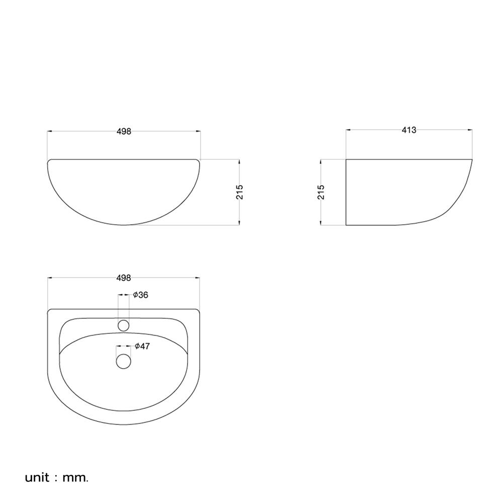 อ่างล้างหน้าแขวน HAFELE 495.61.800 สีขาว