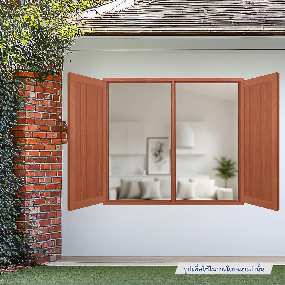 วงกบหน้าต่างไม้เบญจพรรณ 2 ช่อง VK 120x110 ซม. สีธรรมชาติ