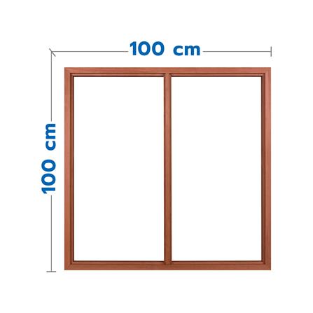 วงกบหน้าต่างไม้เบญจพรรณ 2 ช่อง VK 100x100 ซม. สีธรรมชาติ