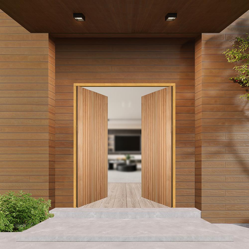 วงกบประตูไม้กาเปอร์บานคู่ VK SL0724 160x200 ซม. สีธรรมชาติ