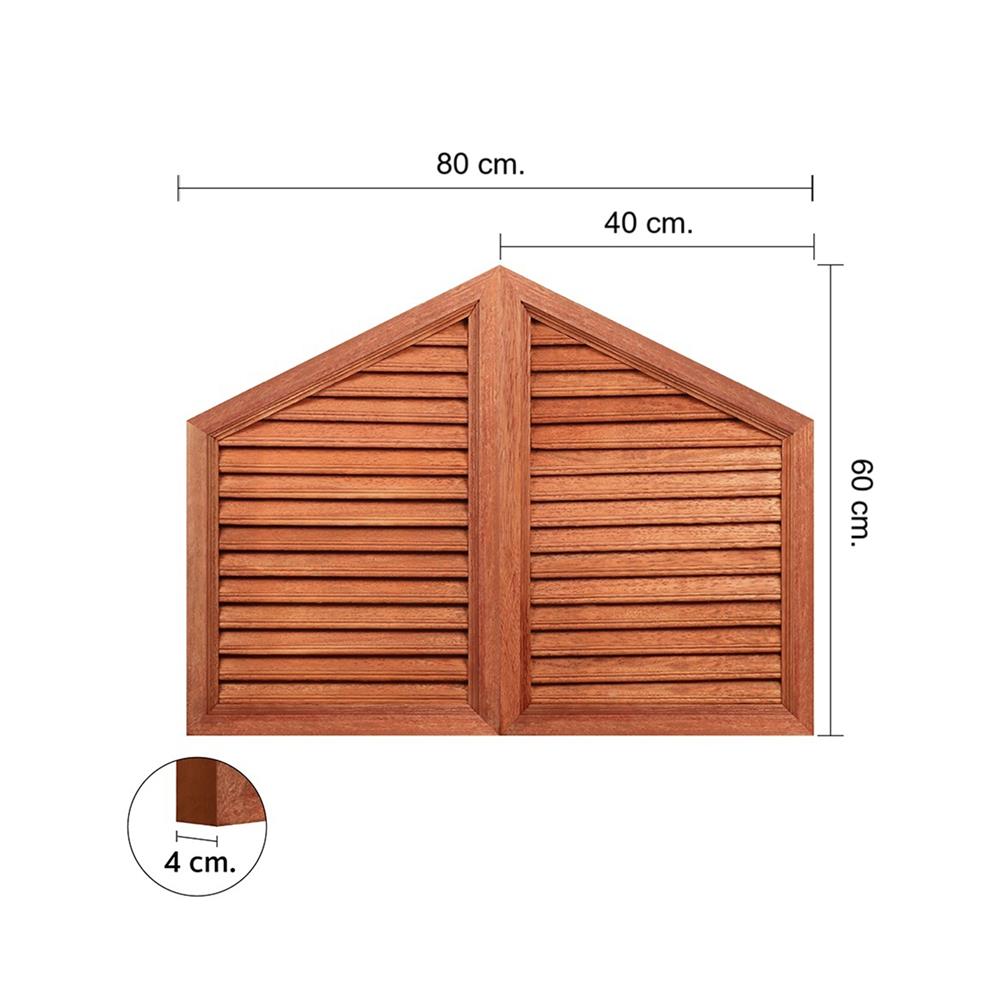 เกล็ดจั่วไม้ระบายอากาศบานคู่ VK 80x60 ซม. สีธรรมชาติ