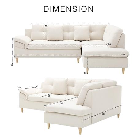 โซฟาเข้ามุมขวา KONCEPT TULIO PLUS 19226581 สีครีม_6