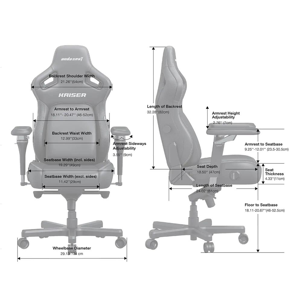 เก้าอี้เกมมิ่ง ANDA SEAT KAISER 4 6D L PVC สีดำ