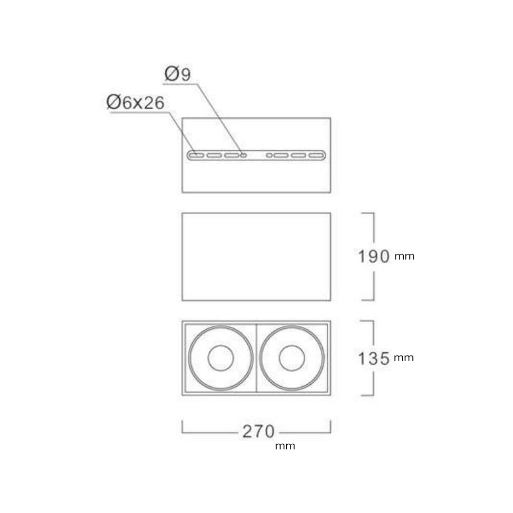 ดาวน์ไลท์ LUMAX 25-01931 11 นิ้ว สีดำ เหลี่ยม