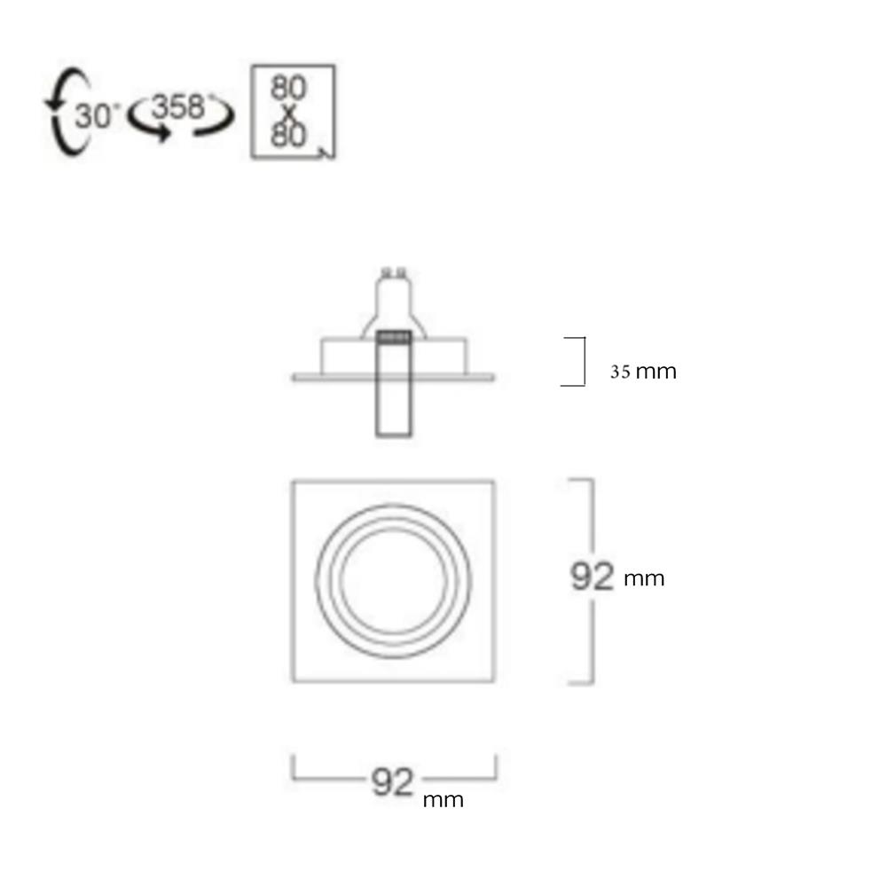 ดาวน์ไลท์ LUMAX HG 24-05226 3 นิ้ว สีขาว เหลี่ยม