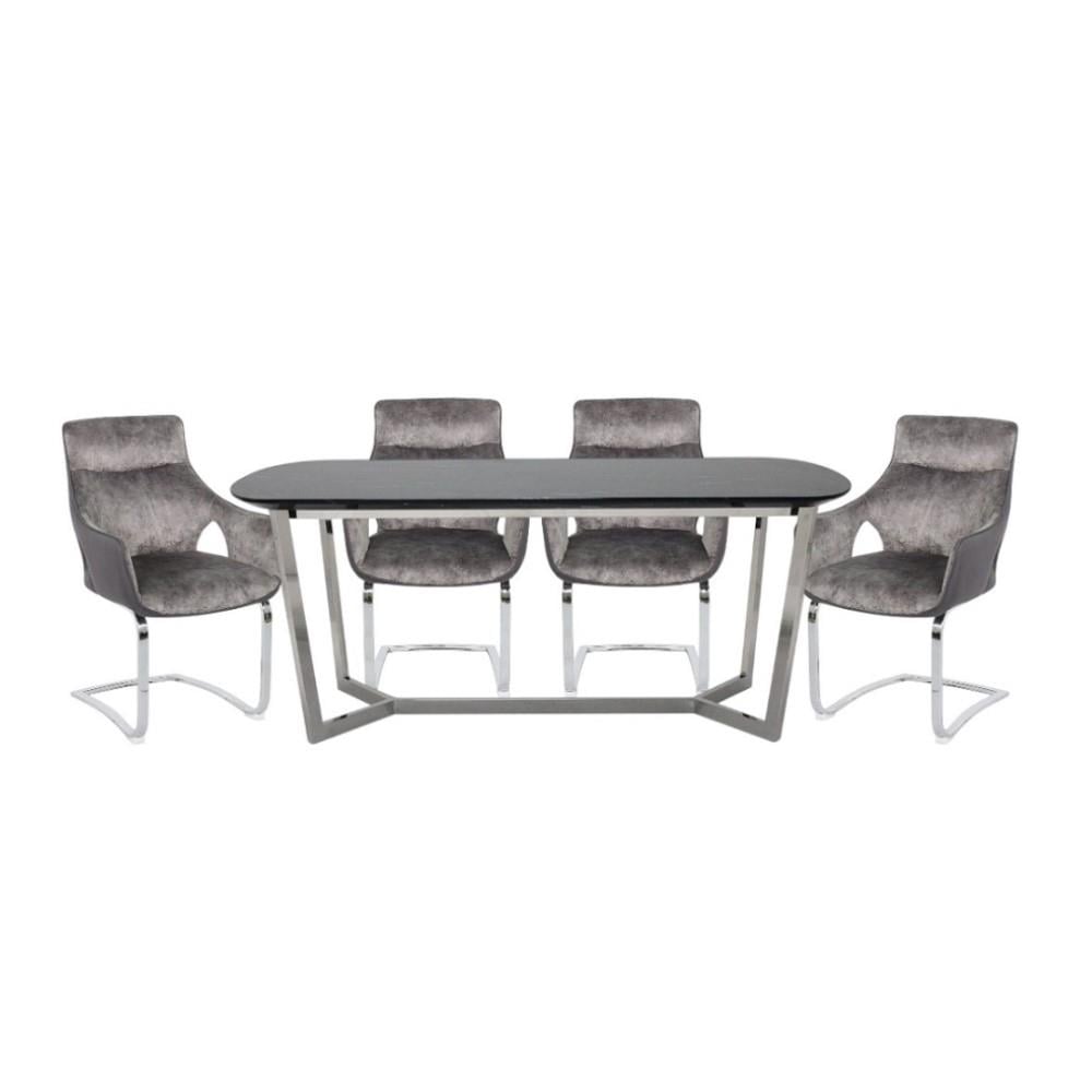 ชุดโต๊ะทานข้าว 4 ที่นั่ง SB FURNITURE AVENTE & YAKKA 59056694 สีดำ