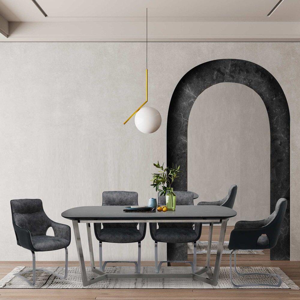 ชุดโต๊ะทานข้าว 4 ที่นั่ง SB FURNITURE AVENTE & YAKKA 59056694 สีดำ