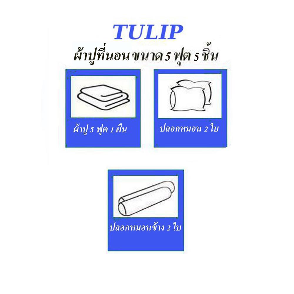 ชุดผ้าปูที่นอน 5 ฟุต (ชุด 5 ชิ้น)  TULIP DELIGHT 60057-DL593