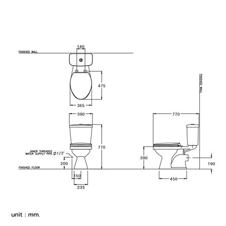 สุขภัณฑ์ 2 ชิ้น COTTO C13442 3/6 ลิตร สีขาว_1