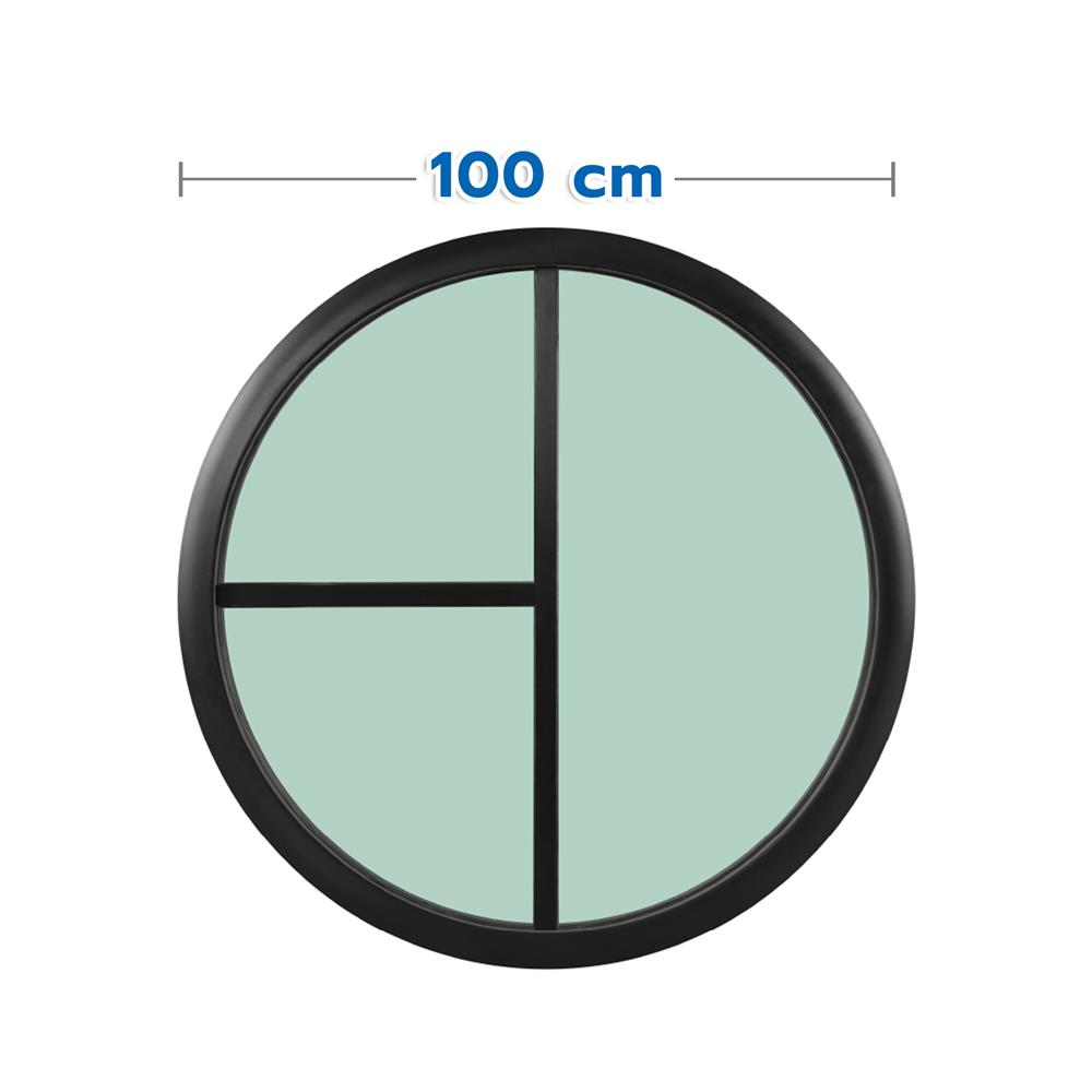 ช่องแสงหน้าต่างอะลูมิเนียม วงกลม KPA 3 ฟัก 100x100 ซม. สีดำ