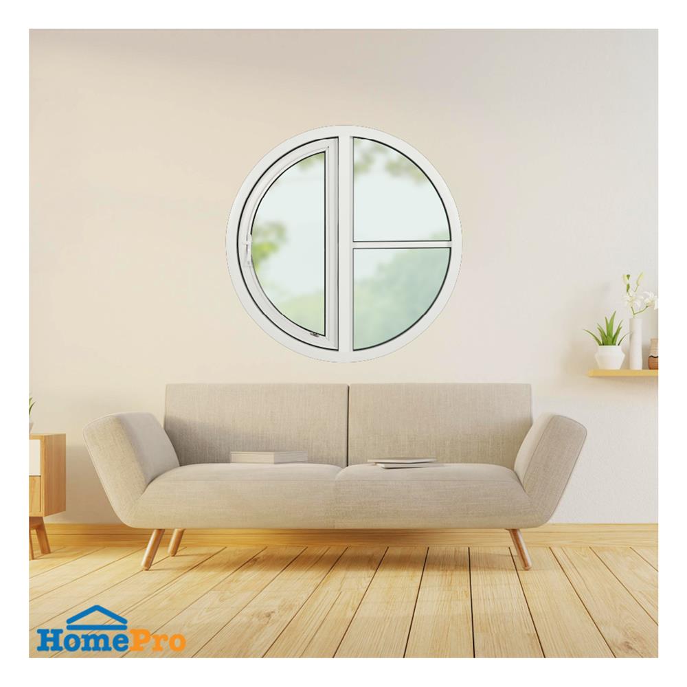 ช่องแสงหน้าต่าง อะลูมิเนียม วงกลม บานเปิด KPA 2 ฟัก 100x100 ซม. สีขาว