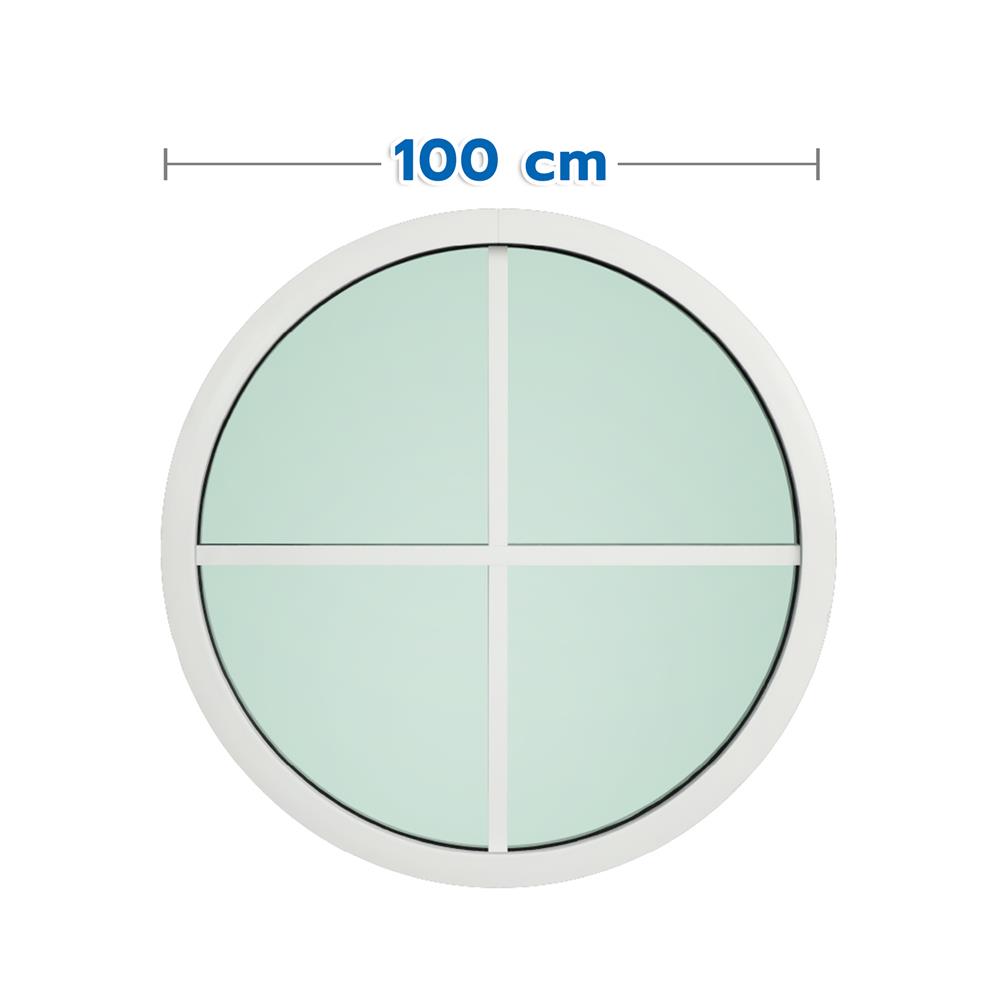 ช่องแสงหน้าต่างอะลูมิเนียม วงกลม KPA 4 ฟัก 100x100 ซม. สีลายไม้